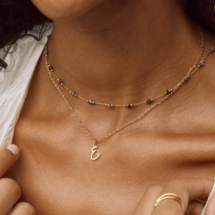 Gold Letter Heart Necklace