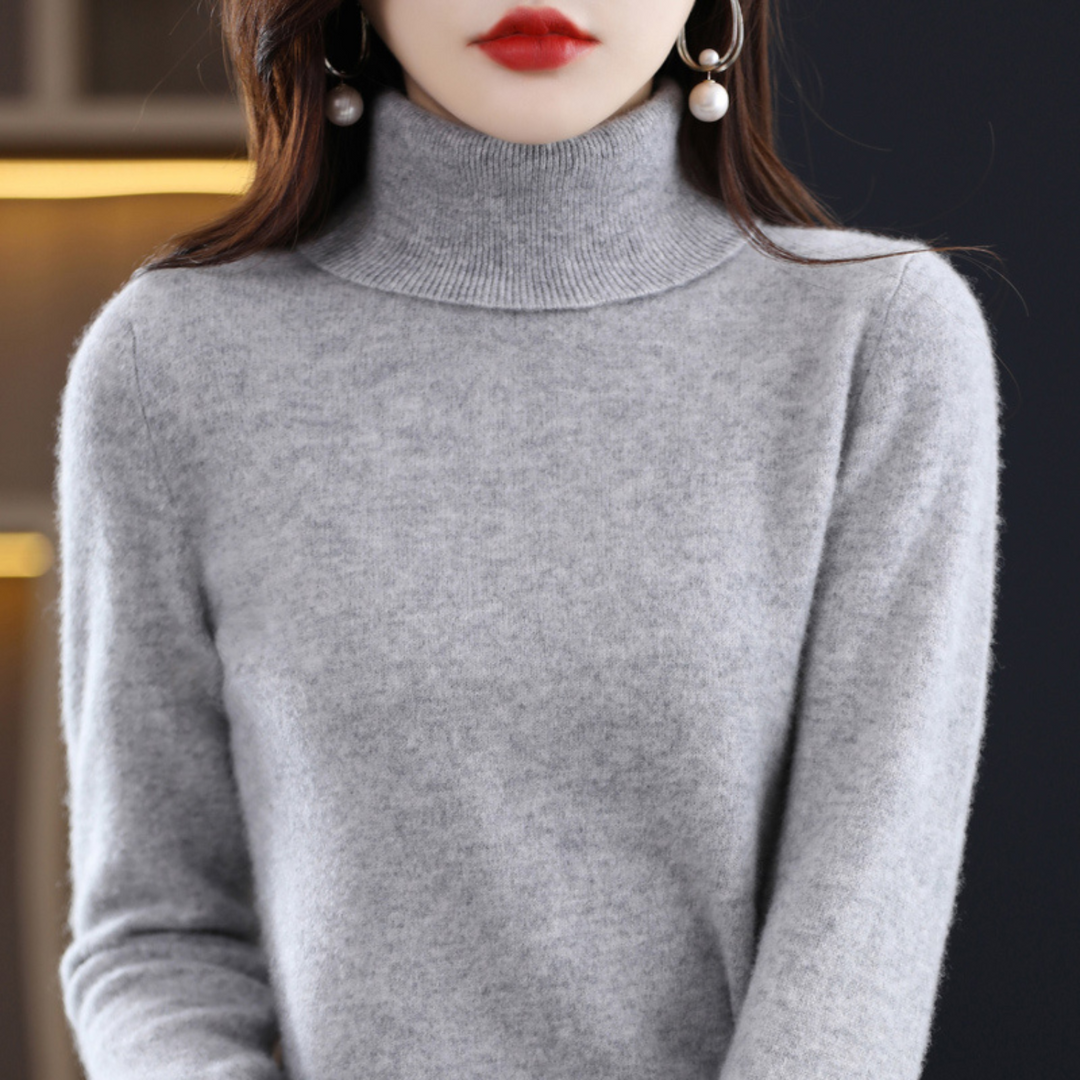 Women's 100% Cashmere Roll-Neck Jumper – Soft Regular Fit Pullover