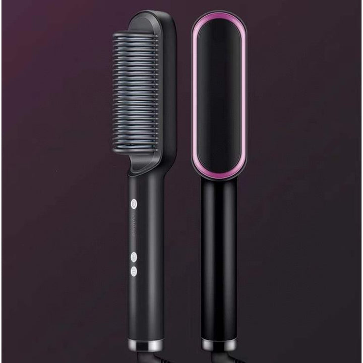 Hair Straightener Brush Ceramic Flat Iron Cordless Design and Adjustable Temperature Control