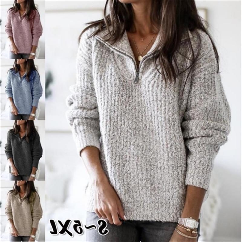 Textured Half-Zip Sweater with Stand Collar for Women