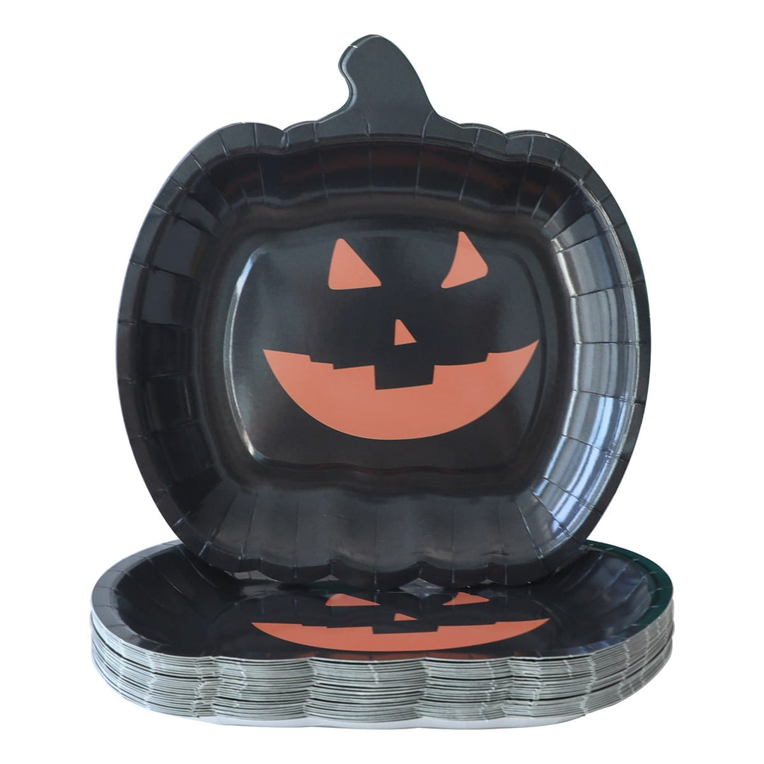 Halloween Heavy Duty Disposable Paper Plates with Pumpkin Jack-O-Lantern Design