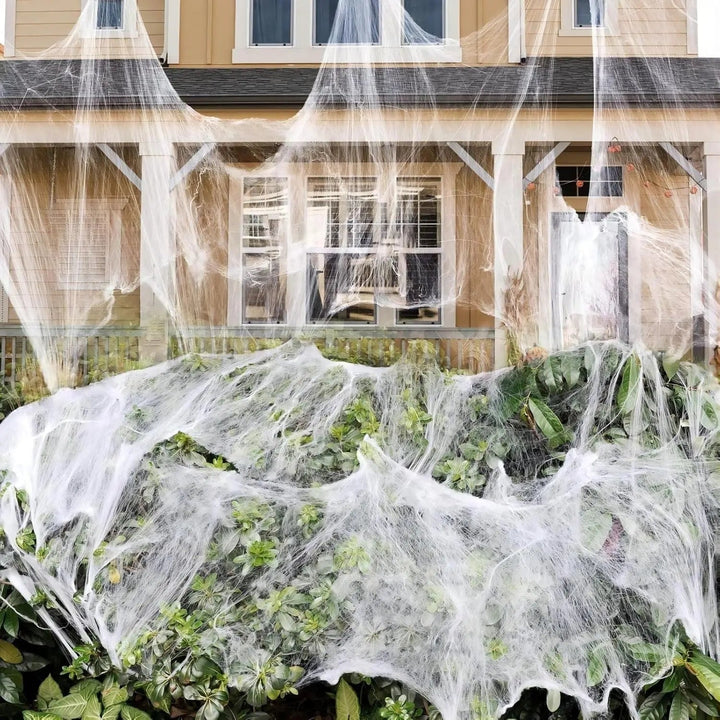 Halloween Outdoor Decoration Spider Web Giant Stretchy with Black for Yard and Party