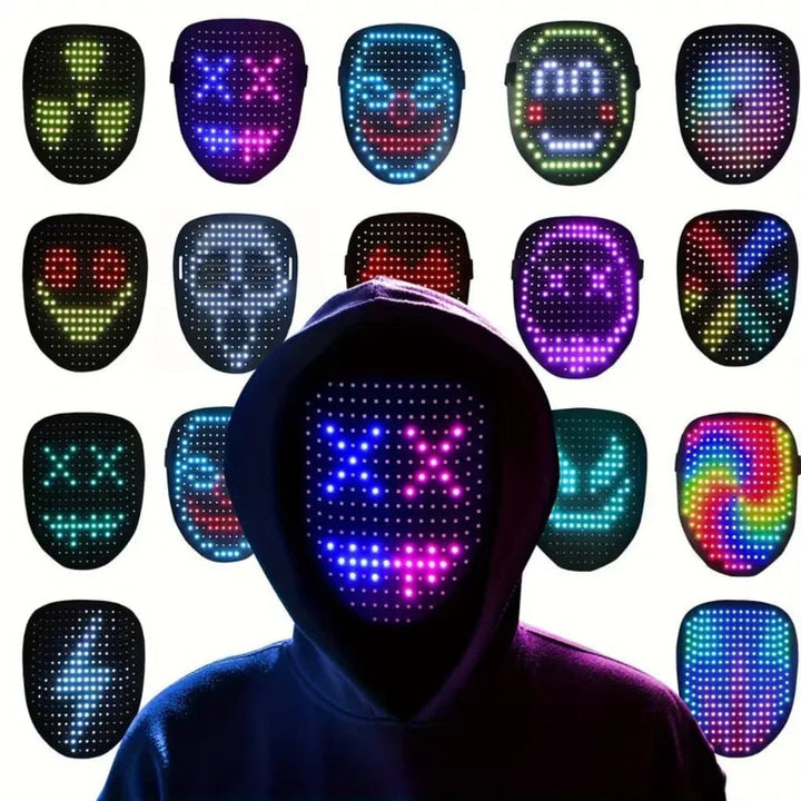 Halloween LED Light Up Full Face Mask Costume Party with USB Rechargeable Battery