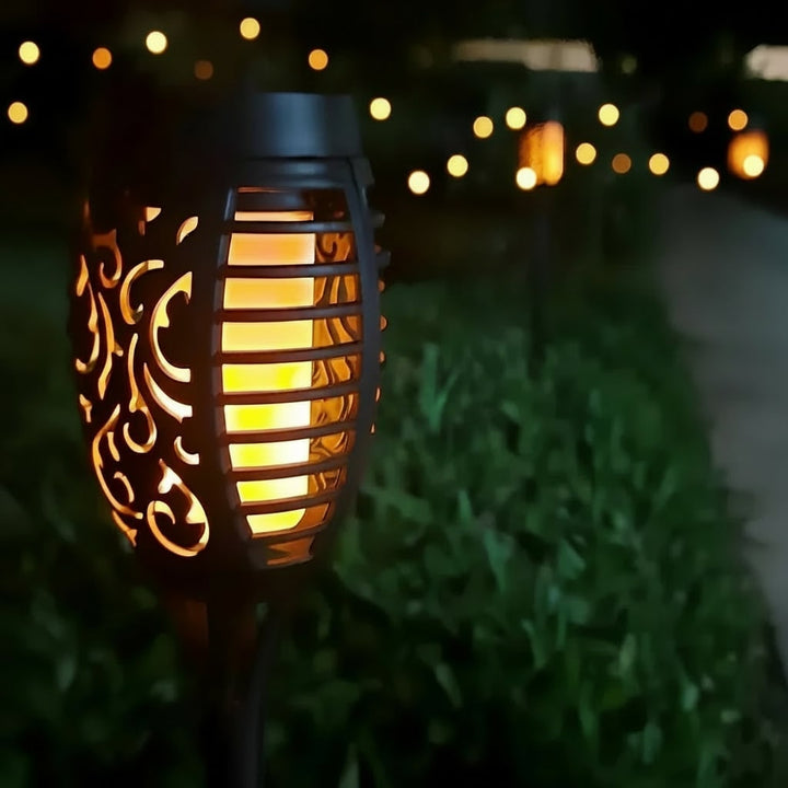Halloween Solar Torch Lights with Flickering Flame Effect for Outdoor Yard and Pathway Decoration