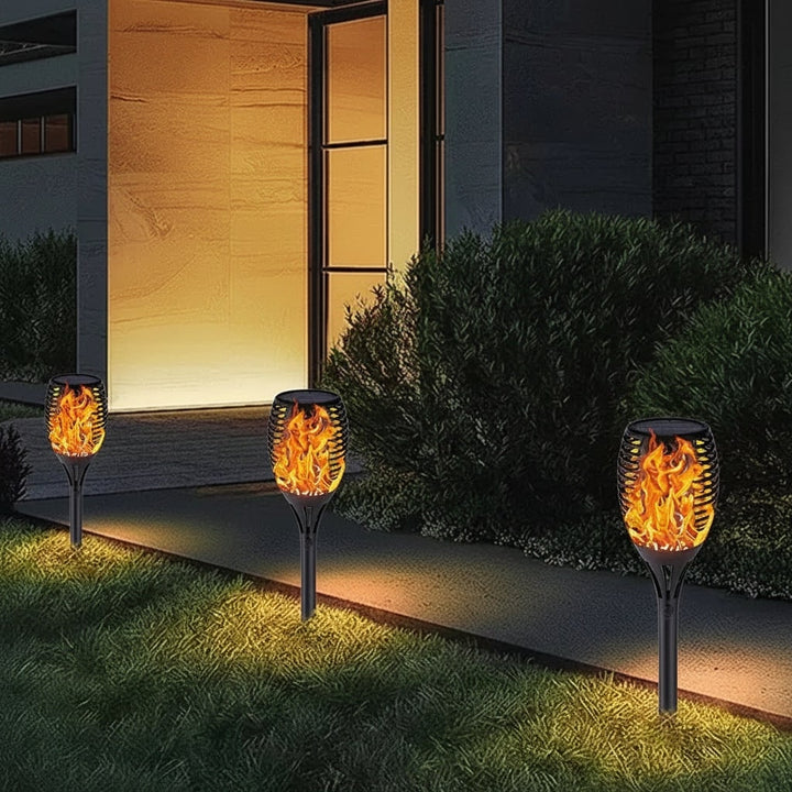 Halloween Solar Torch Lights with Flickering Flame Effect for Outdoor Yard and Pathway Decoration