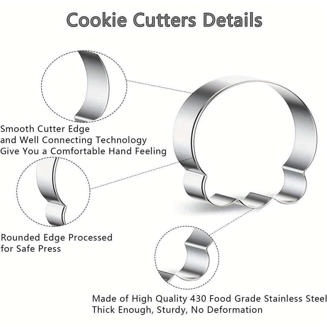 Halloween Stainless Steel Cookie Cutters Set with 7 Shapes Including Bat Ghost Pumpkin and Skull