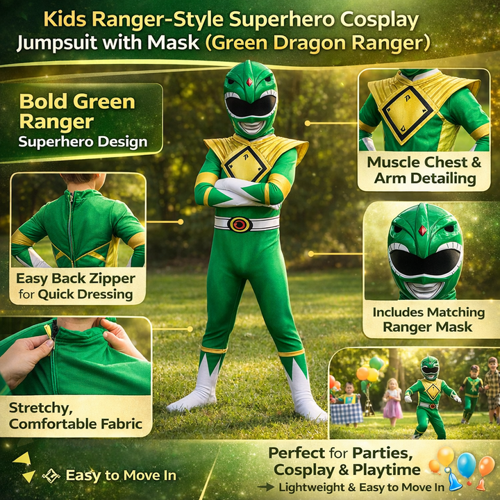 Halloween Superhero Park Ranger Costume Jumpsuit with Mask