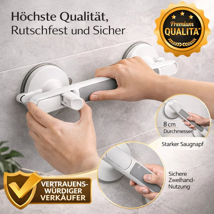 Support Handle for Shower, Bath or Toilet | Suction Grab Bar for the Elderly, No Drilling Required | SeniGrip