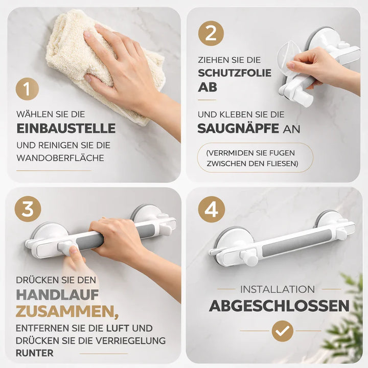 Support Handle for Shower, Bath or Toilet | Suction Grab Bar for the Elderly, No Drilling Required | SeniGrip