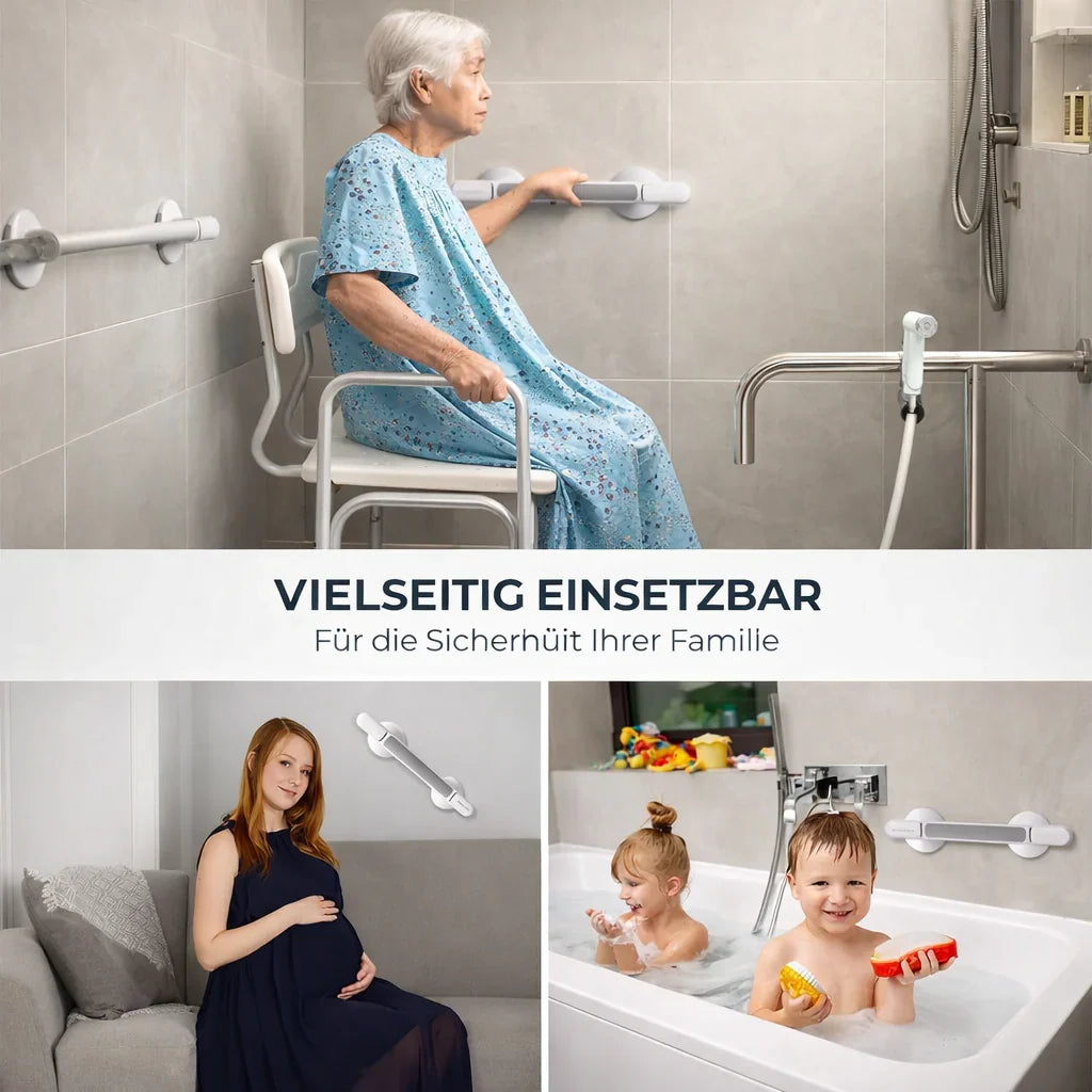 Support Handle for Shower, Bath or Toilet | Suction Grab Bar for the Elderly, No Drilling Required | SeniGrip