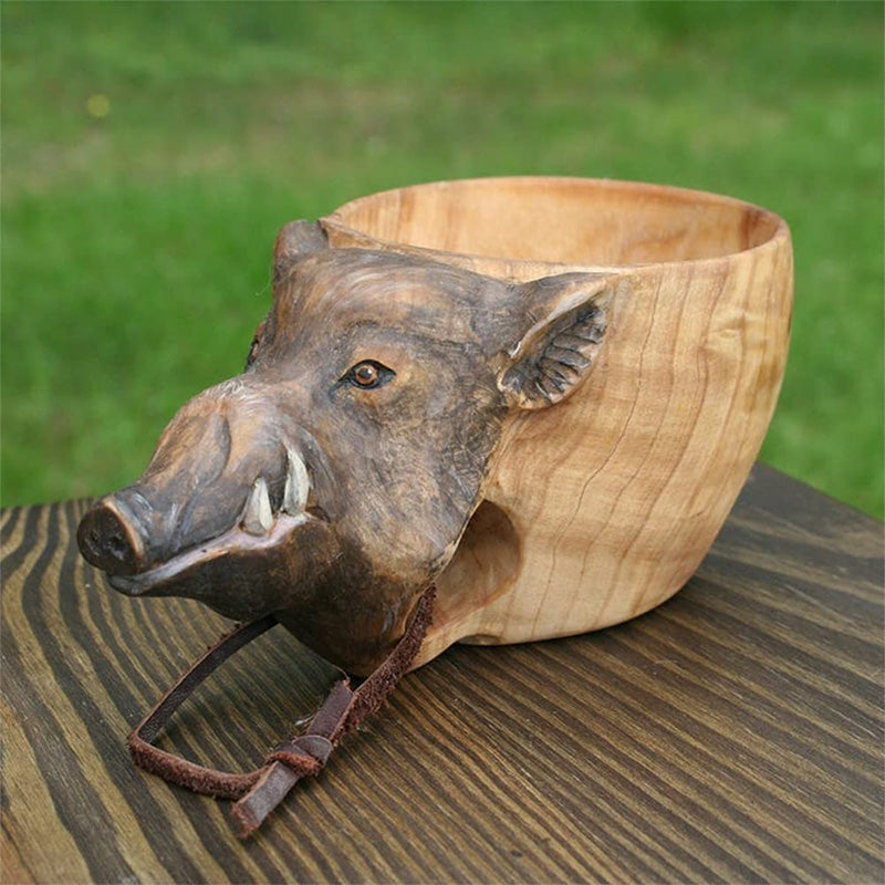 Handmade wooden mug for outdoor adventures and the wilderness