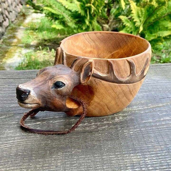Handmade wooden mug for outdoor adventures and the wilderness