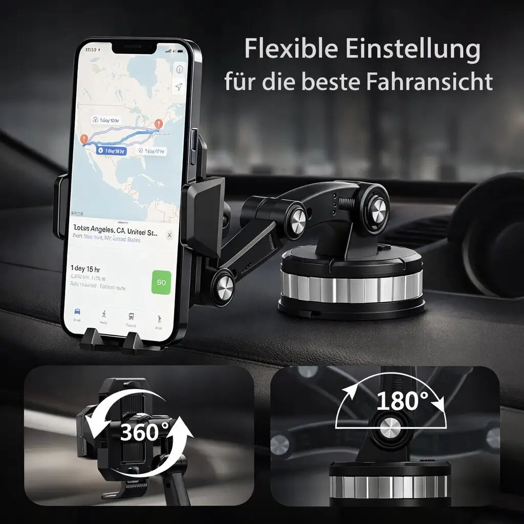 Car Phone Mount with Suction Cup | 360° Rotating Dashboard and Windscreen Holder