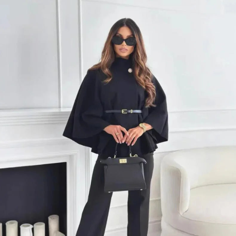 High Neck Buttoned Cape