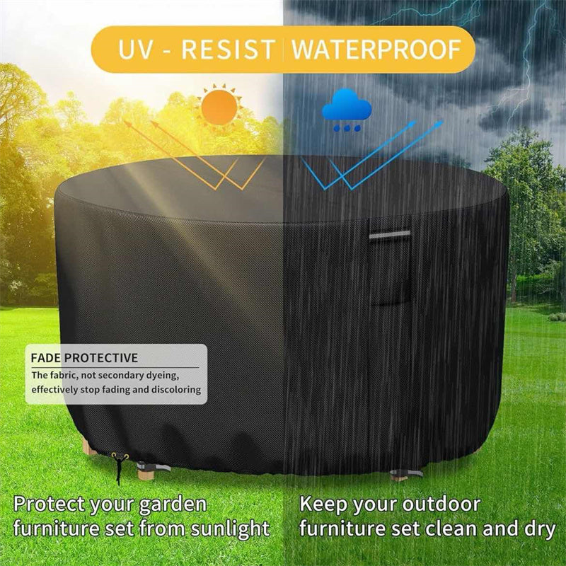 Heavy-duty round patio furniture cover with air vent