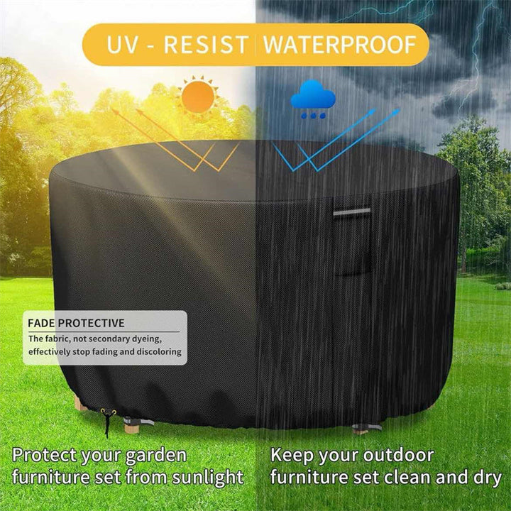 Heavy-duty round patio furniture cover with air vent