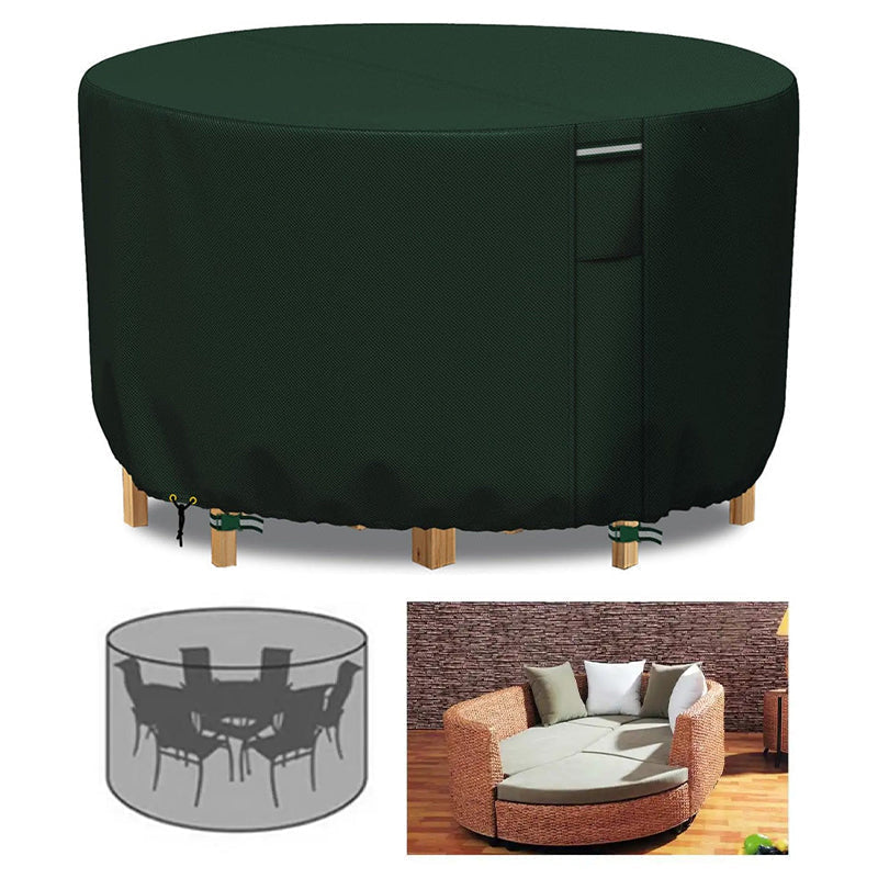 Heavy-duty round patio furniture cover with air vent