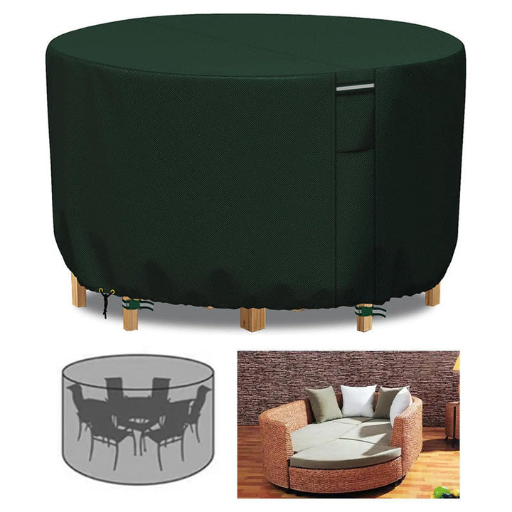 Heavy-duty round patio furniture cover with air vent