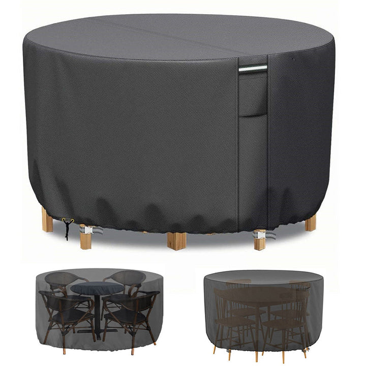 Heavy-duty round patio furniture cover with air vent