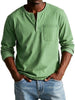 Men's Long-Sleeve Henley Shirt with Button Placket and Chest Pocket