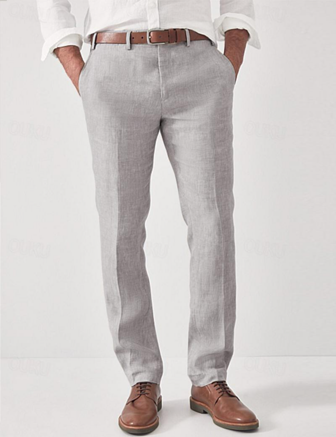 Men's Linen Pants with Belt Loops