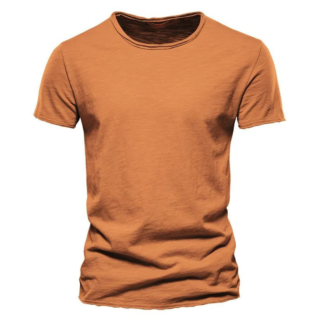 Men's Crew-Neck T-Shirt with Slub Yarn Texture