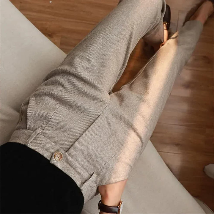 Herringbone Pleated Pants for Women