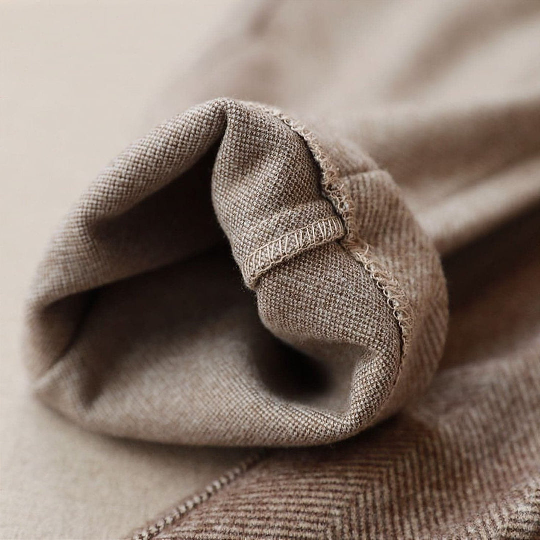 Herringbone Pleated Pants for Women