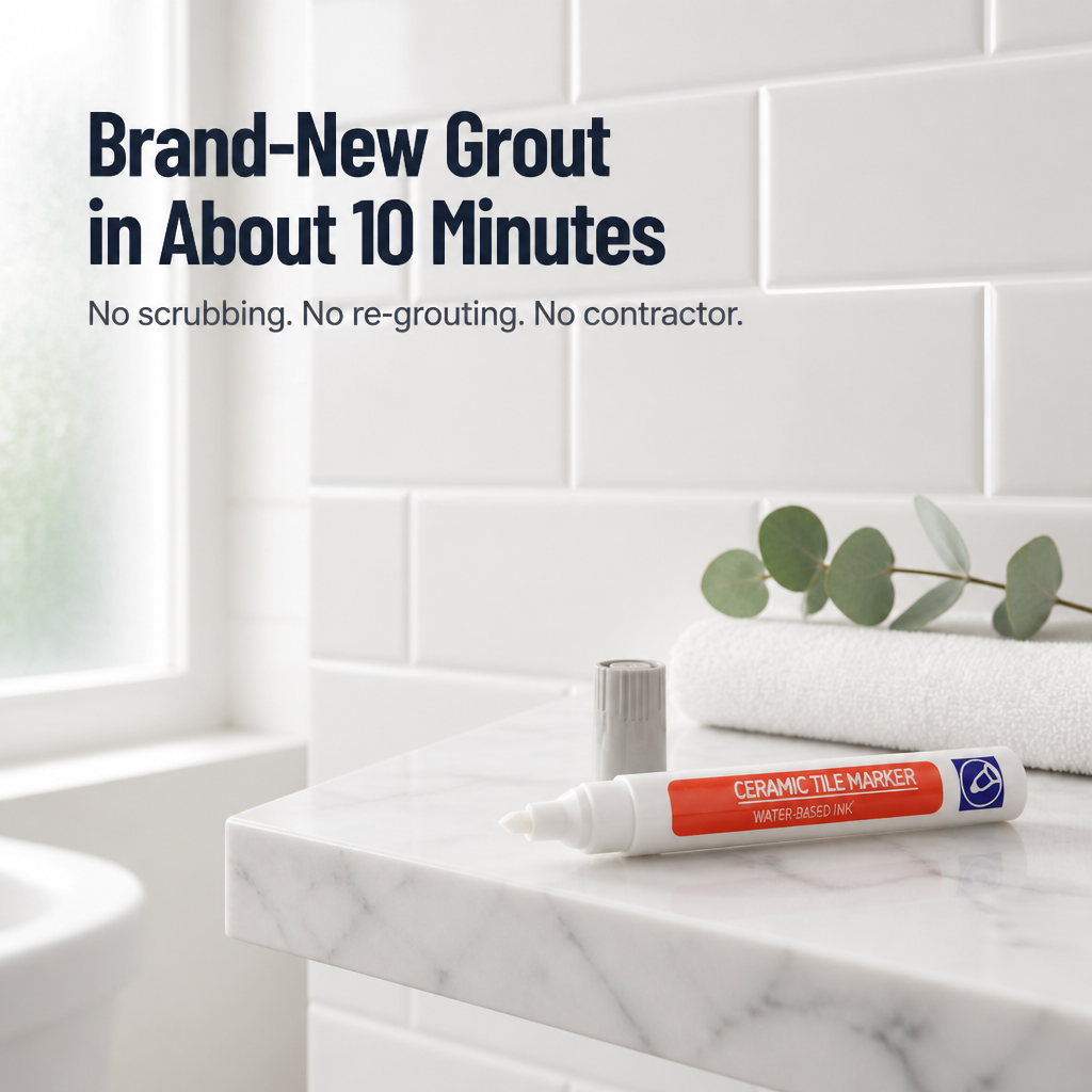 Grout Restoration Pen – Covers Discoloured Grout in Minutes
