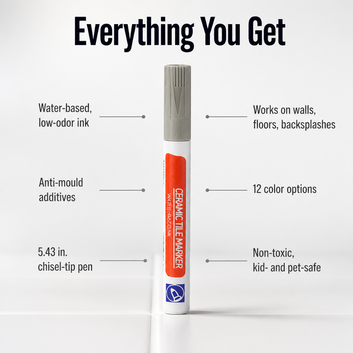 Grout Restoration Pen – Covers Discoloured Grout in Minutes