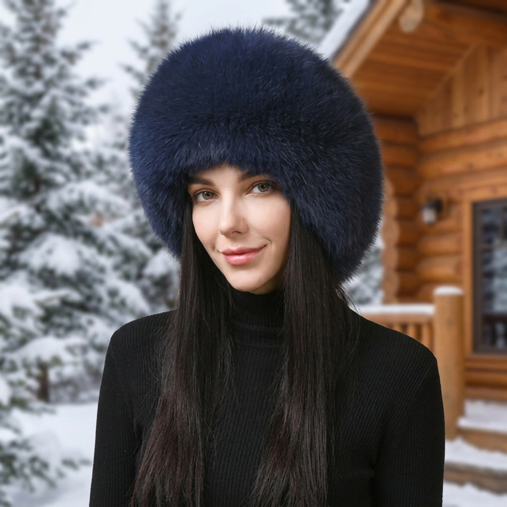 Faux-Natural Fox Fur Winter Hat with Earmuffs