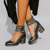 Closed-Toe Buckle Strap Block Heels