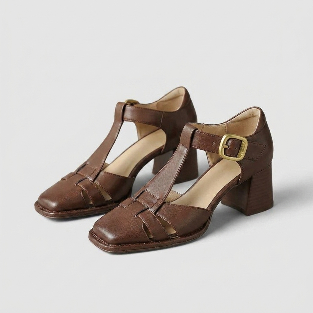 Classic T-Strap Block Heels – Closed-Toe Everyday Pumps