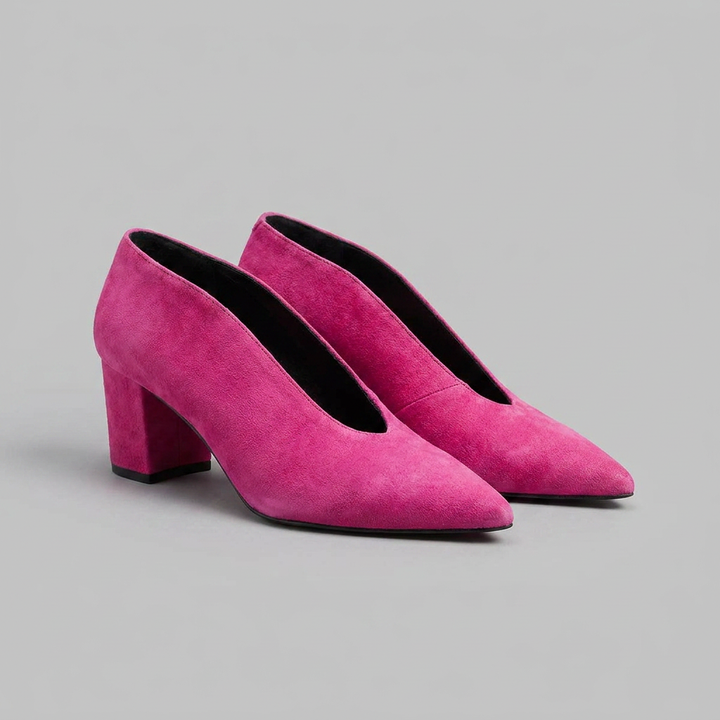Pointed Closed-Toe Block Heel Pumps