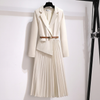 Belted Pleated Midi Dress