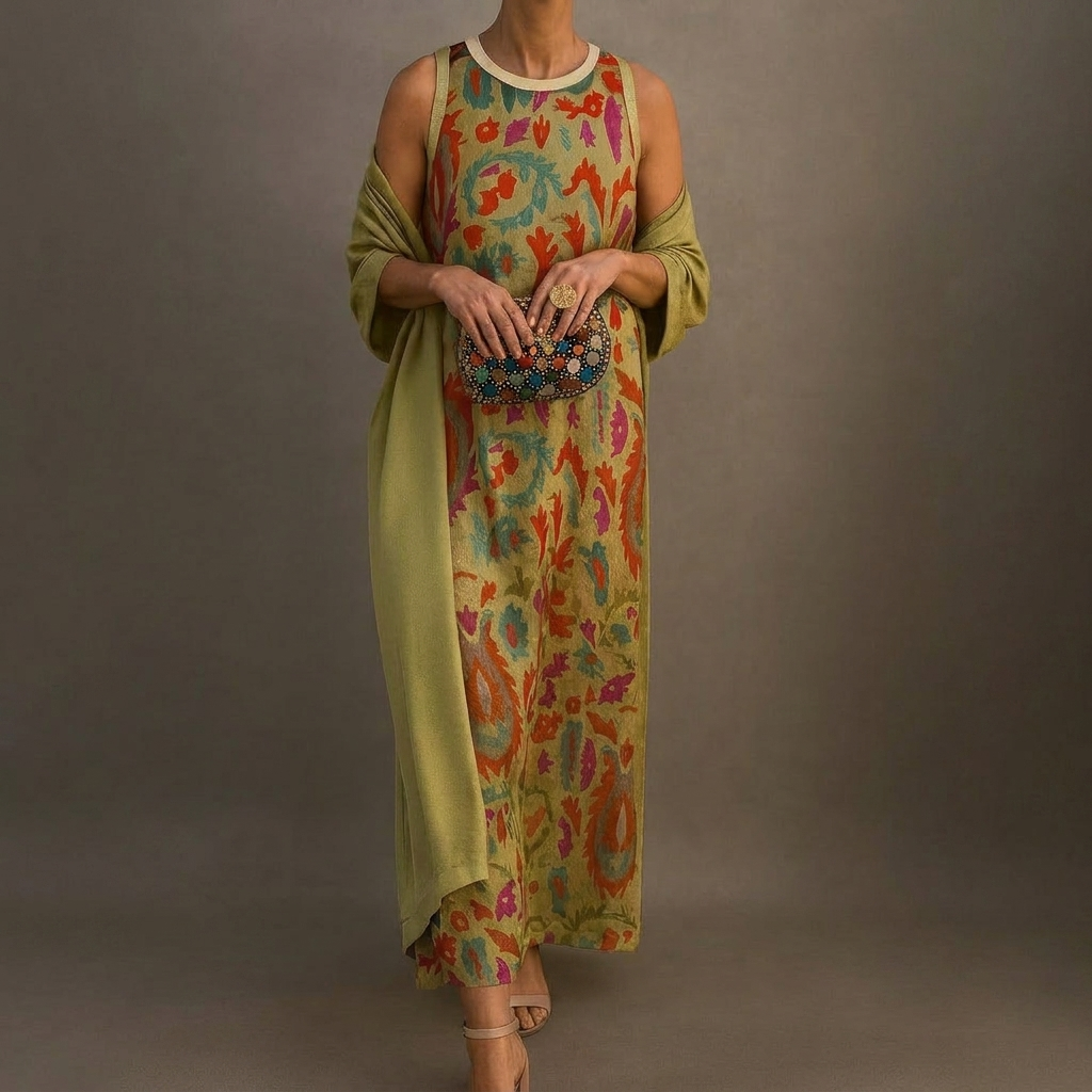 Elegant Long Dress & Coat Set