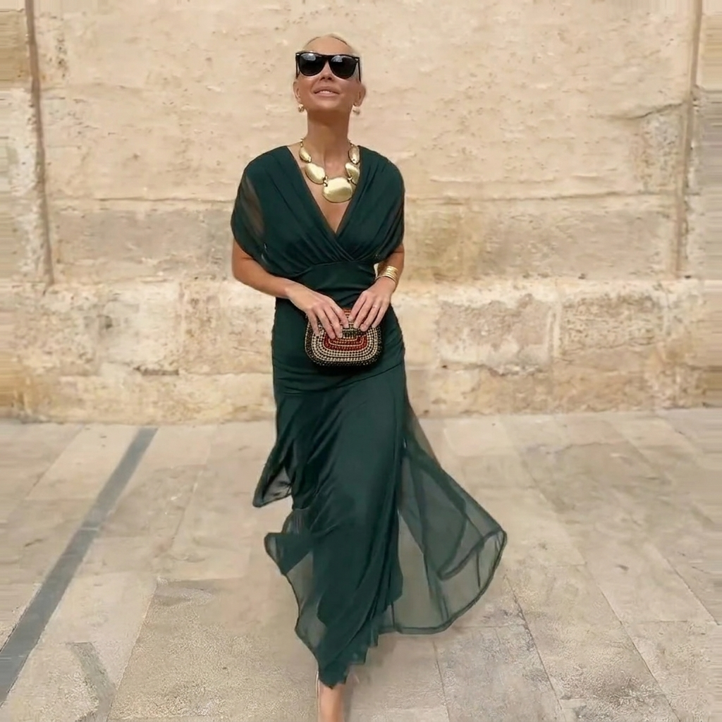 Elegant V-neck Maxi Dress