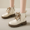 Lace-Up Ankle Boots with Lug Sole & Side Zip