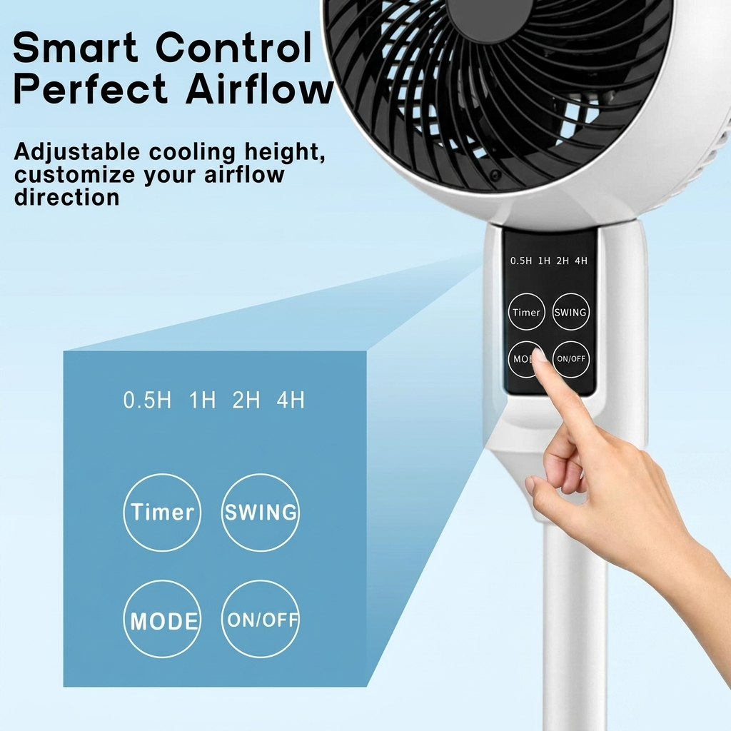 Adjustable pedestal fan with 3D oscillation