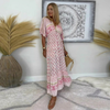 Women's Clothing V-neck Drawstring Flower Dress