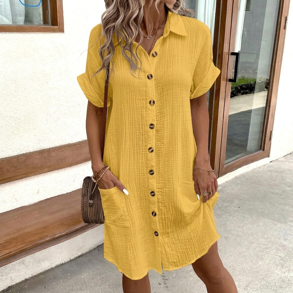 Women’s Loose Fit Summer Dress - Button Down