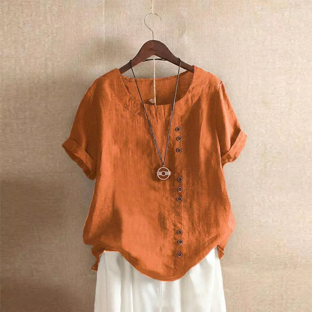 Women's Retro Plus Size Loose Fit Short Sleeve T-Shirt