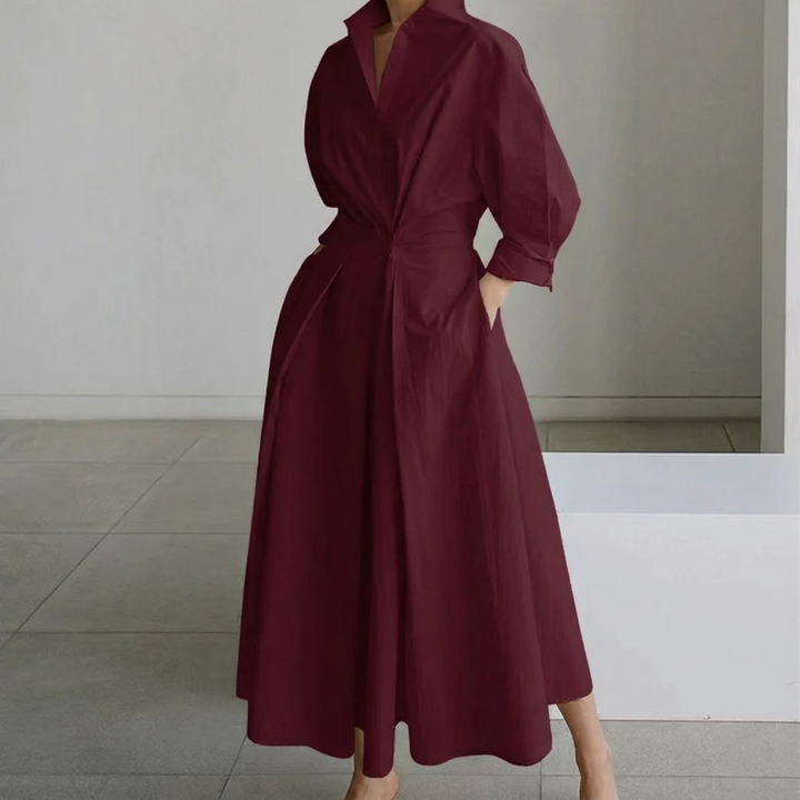Long-sleeve Blouse Elastic Waist Swing Dress