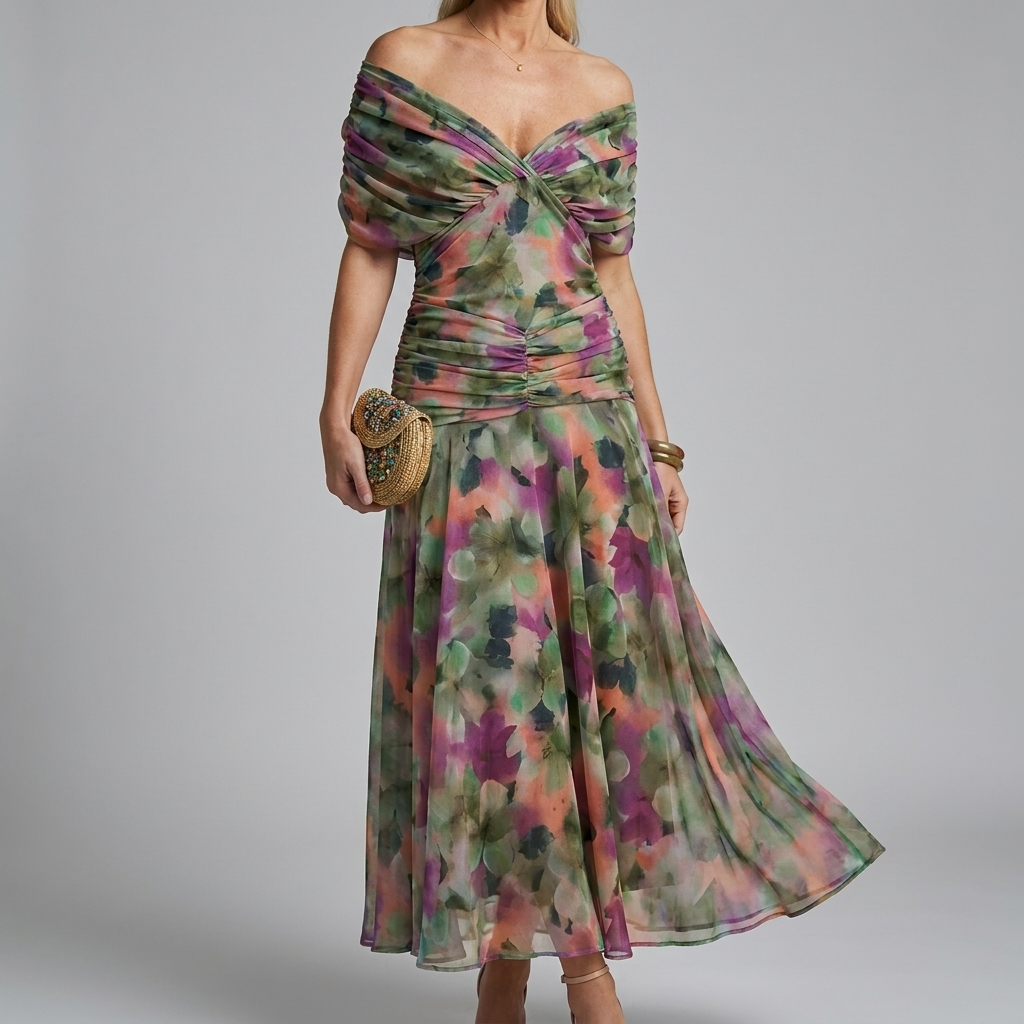 Women's Casual V-Neck A-Line Maxi Dress