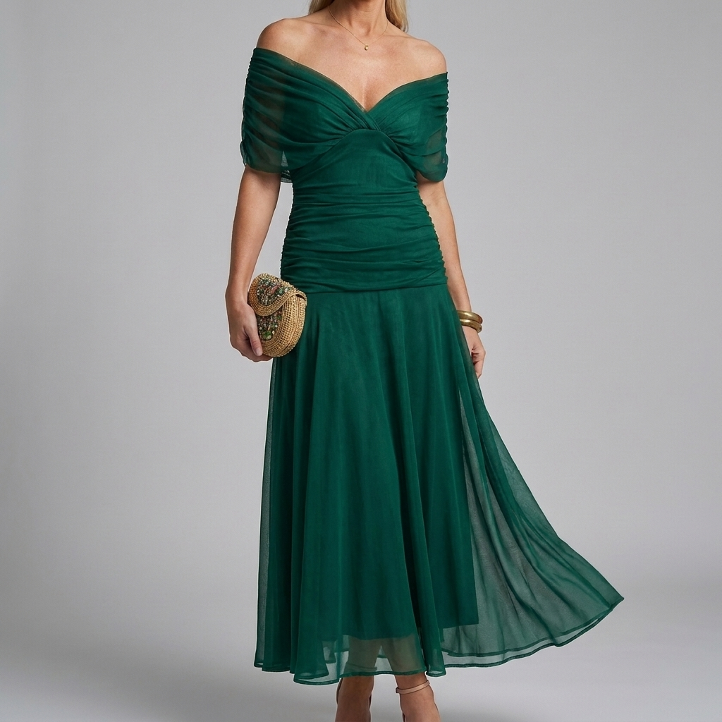 Women's Casual V-Neck A-Line Maxi Dress