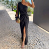Women's Elegant Tie Detail High Split Evening Dress