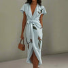 Women's Elegant Printed V-Neck Long Dress