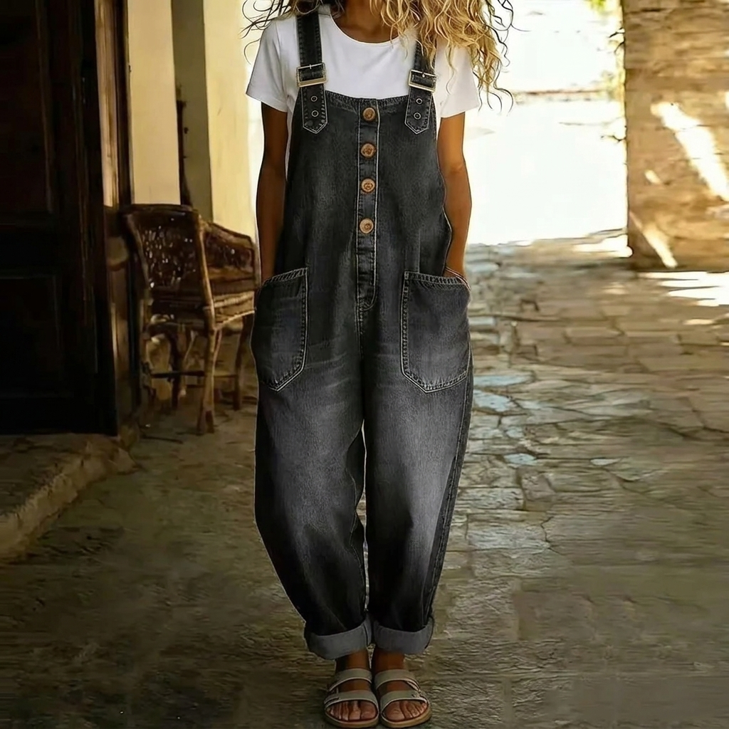 Women's Casual Adjustable Strap Pocket Jumpsuit