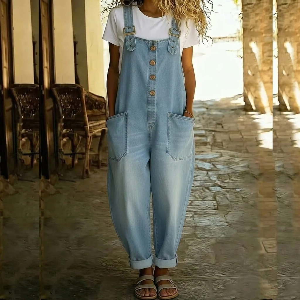 Women's Casual Adjustable Strap Pocket Jumpsuit