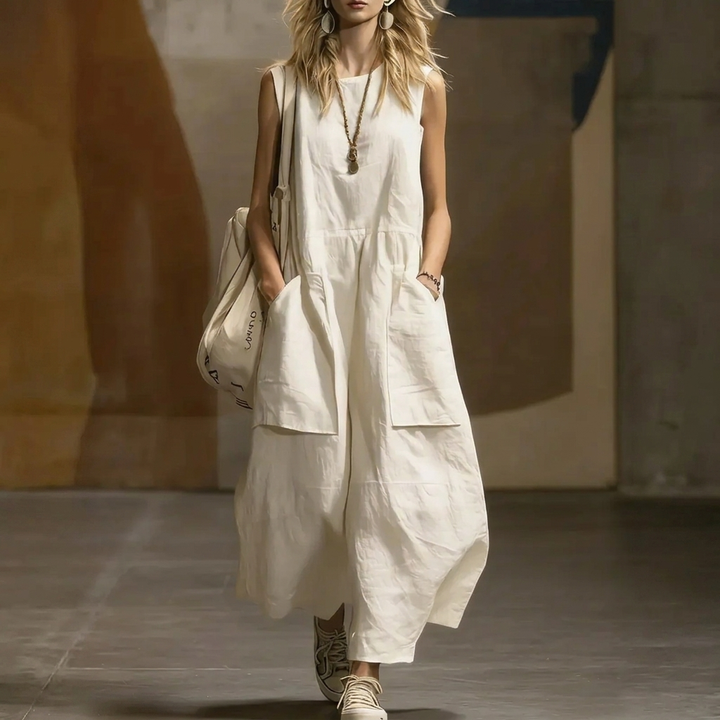 Serene Sol Sleeveless Cotton-Linen Sundress